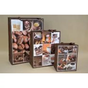 Ajándéktasak szalagfüles coffee Dekorációs 32x42x11,5cm