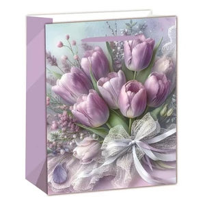 Ajandéktasak szalagfüles Tulipáncsokor 11x14x5cm 370505