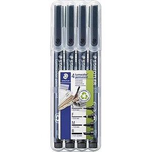 Alkoholmentes marker készlet OHP, STAEDTLER Lumocolor 31 4 különböző vonalvastagság, fekete