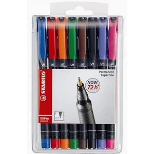 Alkoholos marker Stabilo OHP S 0,4mm tűhegyű 8színű készlet Írószerek STABILO 841/8
