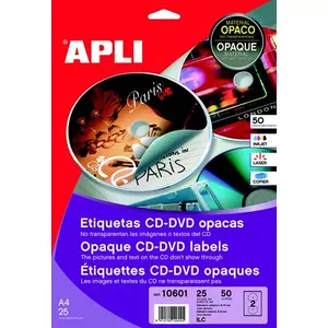 Etikett Apli Mega CD/DVD-címke 25lap 50etikett 10601