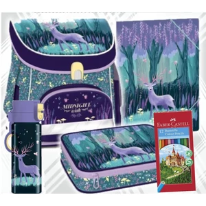 Ars Una iskolatáska szett 23 MIDNIGHT WISH ajándék iskolatáska, gumis mappa,kulacs,tolltart