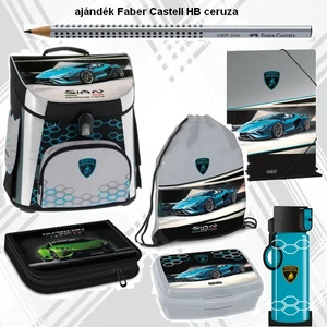 Ars Una iskolatáska szett 24 Lamborghini táska, töltötttolltartó, kulacs, gumis mappa, uzsidoboz, kulacs