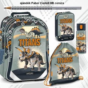 Iskolatáska szett Ars Una 23 Age of the Titans dínó hátizsák, tornazsák, kulacs tolltartó