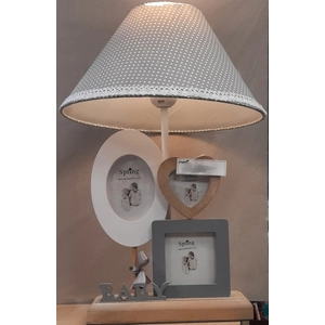 Asztali dekor lámpa képkeretes pöttyös ernyővel 27x40cm