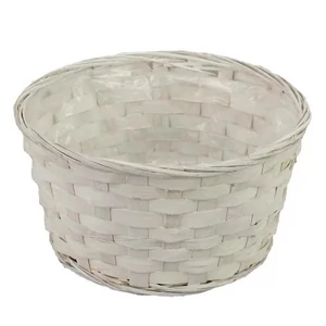 Bambusz kosár kerek 20cm fehér