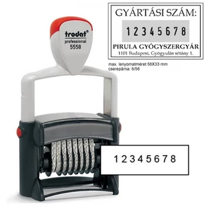Bélyegző Trodat 5558/PL Profi szám+szöveg bélyegző 56x33, dát.: 5mm