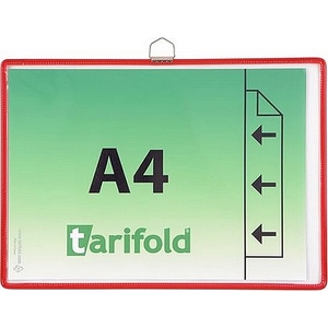 Bemutatótábla Tarifold függő A4 fekvő Piros fém fülecskével 5 db