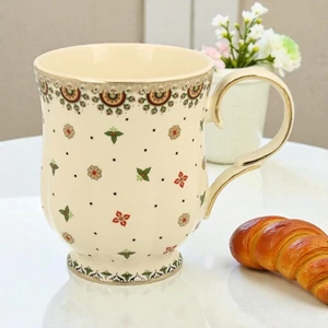 Bögre porcelán 450ml CASABLANCA ECRU virágos krém Díszdobozban