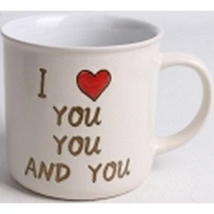 Bögre kerámia 300ml I Love You feliratos szíves krém színű 172265