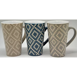 Bögre kerámia 330ml V forma SZŐTTES minta 2féle 250391 (7,8x12,5cm)