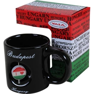 Bögre Kerámia 3D Love BUDAPEST feliratos bögre 3D forgó I Love Hungary emblémával , fekete színű