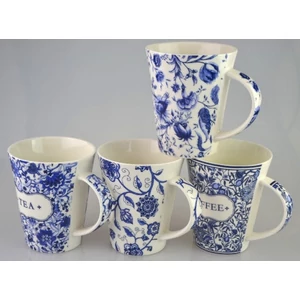 Bögre kerámia Blue Retro 4féle különböző Retro hatású mintával 253133