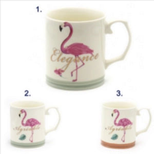 Bögre kerámia flamingós 8,4x9,8cm, 3 féle