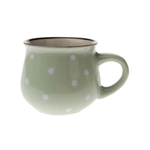Bögre Porcelán 2,3dl pisztácia alapon fehér pöttyös,