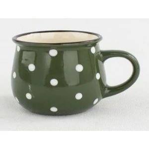 Bögre Porcelán 2,3dl zöld pöttyös