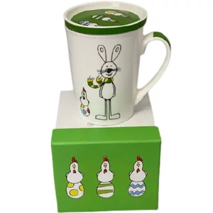 Bögre kerámia tetővel 2,5dl Happy Easter Húsvéti mintával Porcelán bögre díszdobozban