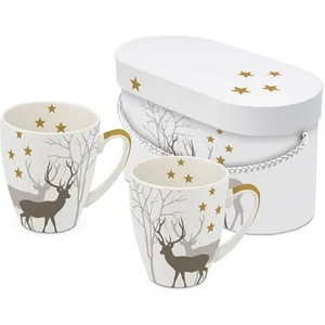 Bögre porcelán 0,35l dobozban,2db-os, Winter Deers white