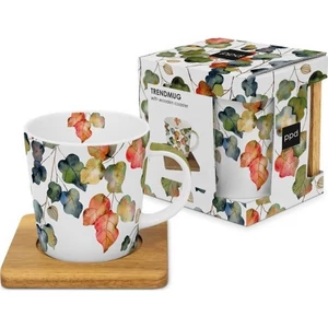 Bögre porcelán 0,4l akácfa alátéttel,dobozban,Bright Fall