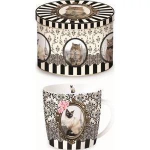 Bögre porcelán 250ml fémdobozban Barocco Cats C