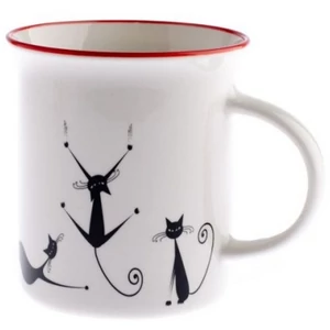 Bögre porcelán 310ml ugráló fekete macskás dobozban