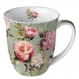 Bögre porcelán Ambiante Peonies composition green 4dl porcelánbögre
