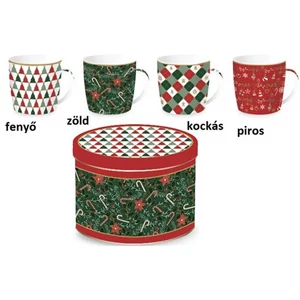 Bögre porcelán 350ml fémdobozban, Fancy Christmas Coffee Mania