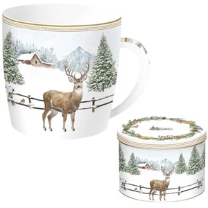 Bögre porcelán 350ml fémdobozban, White Forest