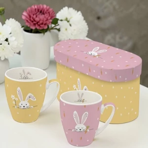 Bögre porcelán 3,5dl dobozban,2db-os, Hello