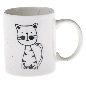 Bögre porcelán 360ml fekete rajzos cica Smile felirattal