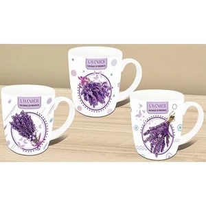 Bögre porcelán 360ml díszdobozos, kanál+tető 9x8,5cm, 3 féle Like Lavender Taste