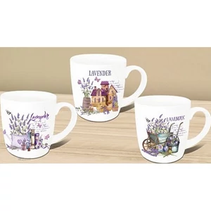 Bögre porcelán 360ml díszdobozos, kanál+tető 9x8,5cm, 4 féle Lavender Dream