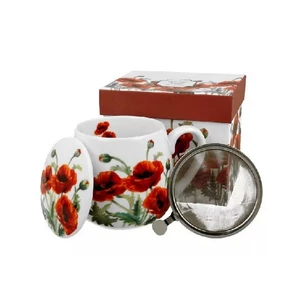 Bögre porcelán 430ml hordó alakú, szűrős, Classic Poppies