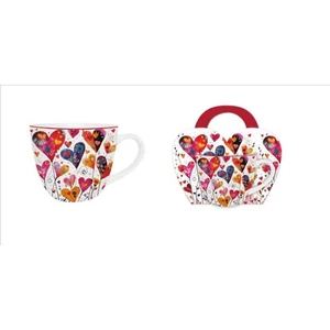 Bögre porcelán 460ml Colorful Hearts 1 díszcsomagolásban