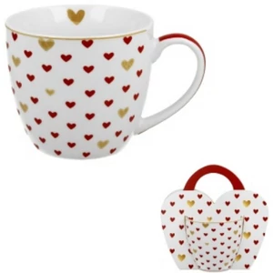 Bögre porcelán 460ml díszcsomagolásban, Red Hearts