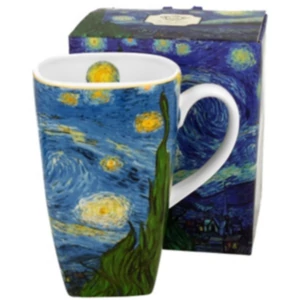 Bögre porcelán 630ml szögletes, dobozban Van Gogh:Csillagos éj