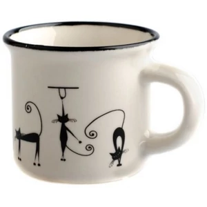 Bögre porcelán 75ml presszós, ágaskodó fekete macskás fekete csíkkal