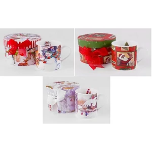 Bögre porcelán díszdobozban masni dekorral, karácsony mintás 602082