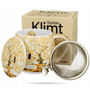 Bögre porcelán hordós 430ml szűrős Klimt életfa ekrü