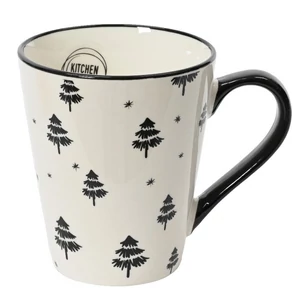 Bögre porcelán karácsonyi 24' fenyőfás fekete fehér 13cm 8.7cmx12.3cmx10cm sdkae