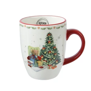 Bögre porcelán karácsonyi 24' maci és fenyőfa kézzel festett 8cmx11.3cmx10.1cm sdkae