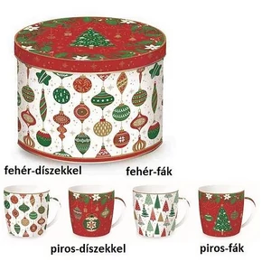Bögre Porcelán karácsonyi 3,5dl fémdobozban Jingle Bells dobozban