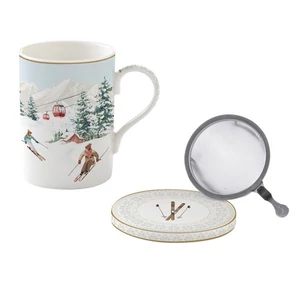 Bögre porcelán karácsony 3,5dl szűrős tetővel Chalet dobozban