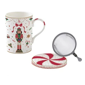 Bögre porcelán karácsony 3,5dl szűrős tetővel Nutcracker Twist dobozban