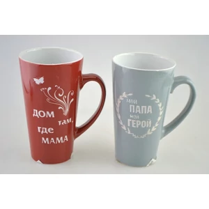 Bögre porcelán RUZA 450ml ívesnagy több féle színben és mintával 8,5x14,5cm