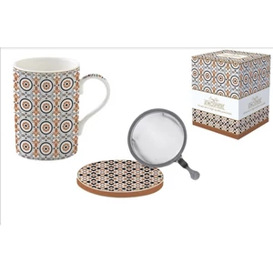 Bögre porcelán szűrővel 3,5dl tetővel Atmosphere, Geoethnic dobozban