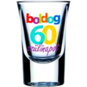 Üveg felespohár  szülinapi Boldog 60-as Szülinapot