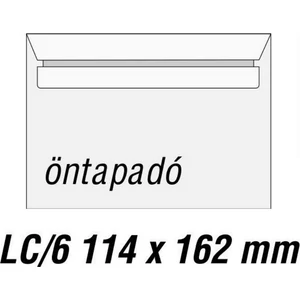 Boríték 1 LC/6 öntap. dobozosC 1000db/doboz bélésnyomatlan C 80gr. fehér ofszet