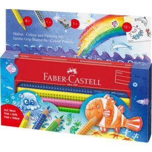 Faber-Castell színes ceruza 6+3db + hegy Jumbo Grip fém tolltartóban 110908 110908