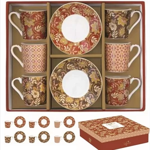 Csésze+alj kávés Porcelán 100ml Coffee Mania, Fleurs Des Reves 6db-os dobozban